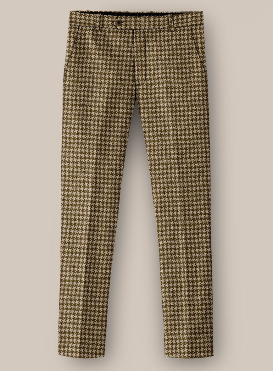 Earth Brown Houndstooth Tweed Pants - StudioSuits