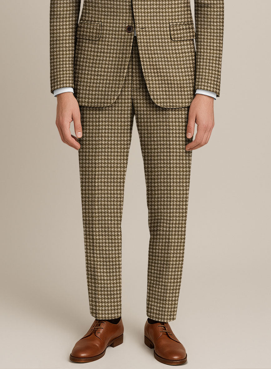 Earth Brown Houndstooth Tweed Pants - StudioSuits