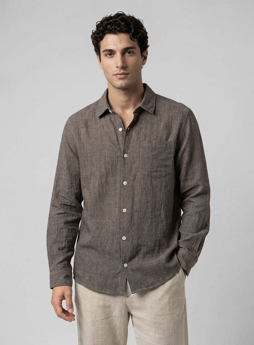 Earthen Taupe Pure Linen Shirt - StudioSuits