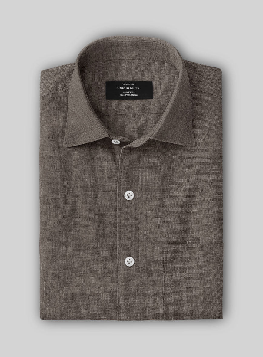 Earthen Taupe Pure Linen Shirt - StudioSuits