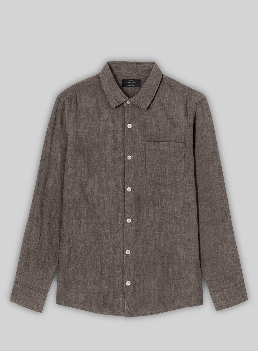 Earthen Taupe Pure Linen Shirt - StudioSuits