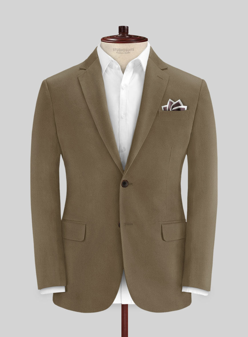 Earthy Brown Cotton Power Stretch Chino Jacket - StudioSuits
