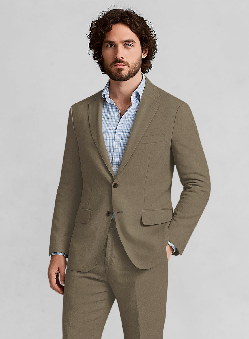Earthy Brown Cotton Power Stretch Chino Jacket - StudioSuits