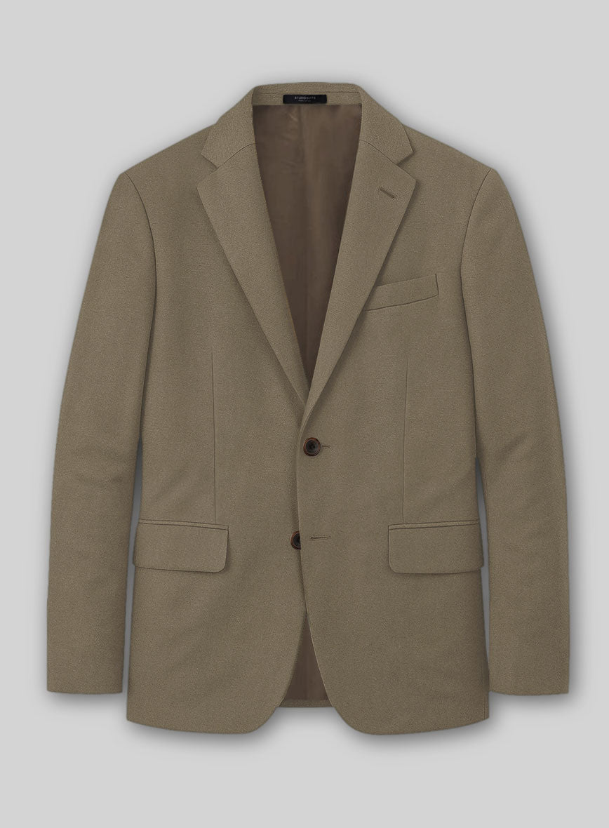 Earthy Brown Cotton Power Stretch Chino Jacket - StudioSuits