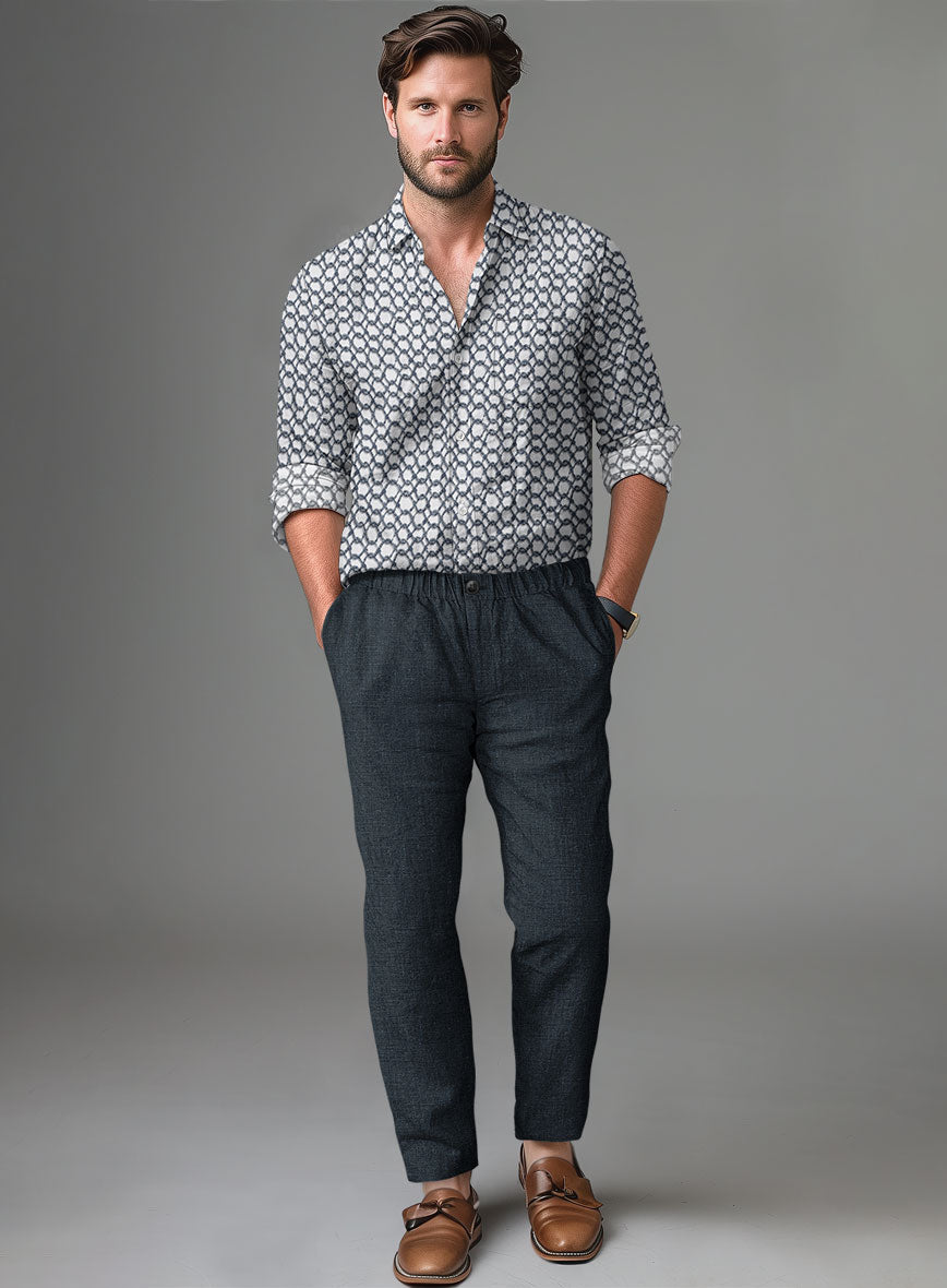 Easy Pants Dark Blue Linen - StudioSuits