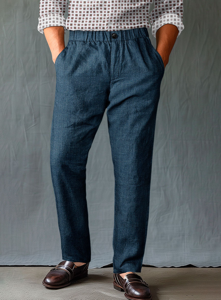 Easy Pants Indigo Blue Linen - StudioSuits