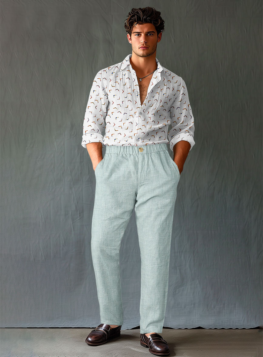 Men's Easy Pants Italian Linen Mint Green by StudioSuits