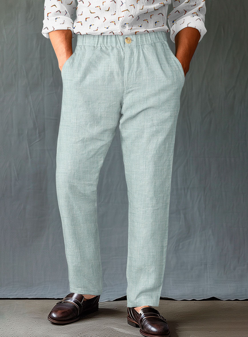 mint green dress pants mens Mint Green Linen Blend Pants