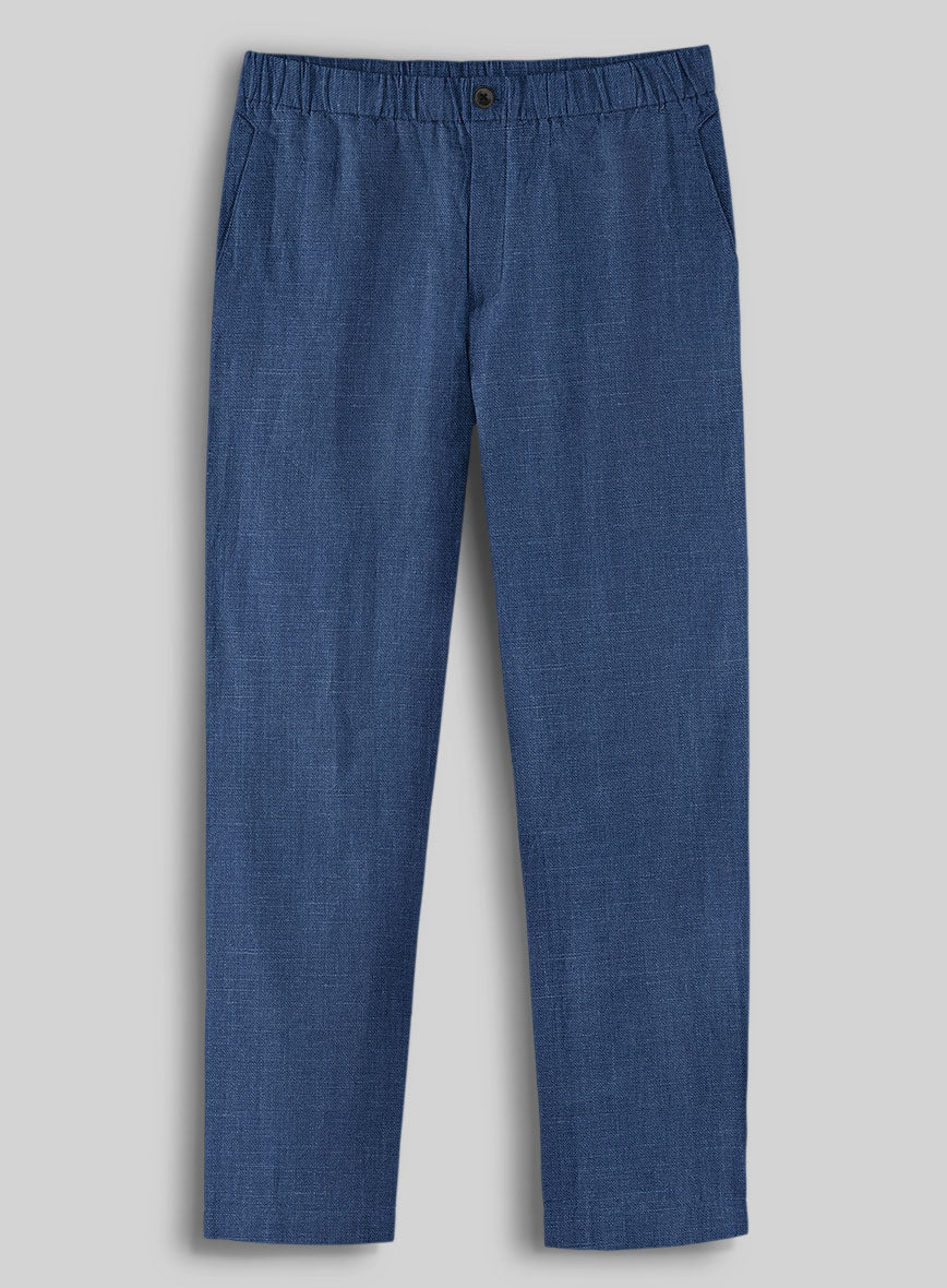 Easy Pants Azure Blue Linen - StudioSuits