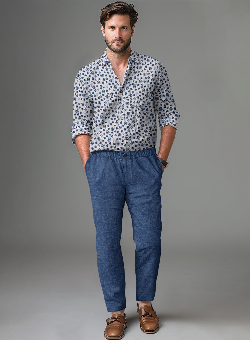 Easy Pants Azure Blue Linen - StudioSuits