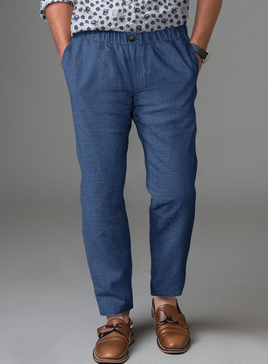 Easy Pants Azure Blue Linen - StudioSuits
