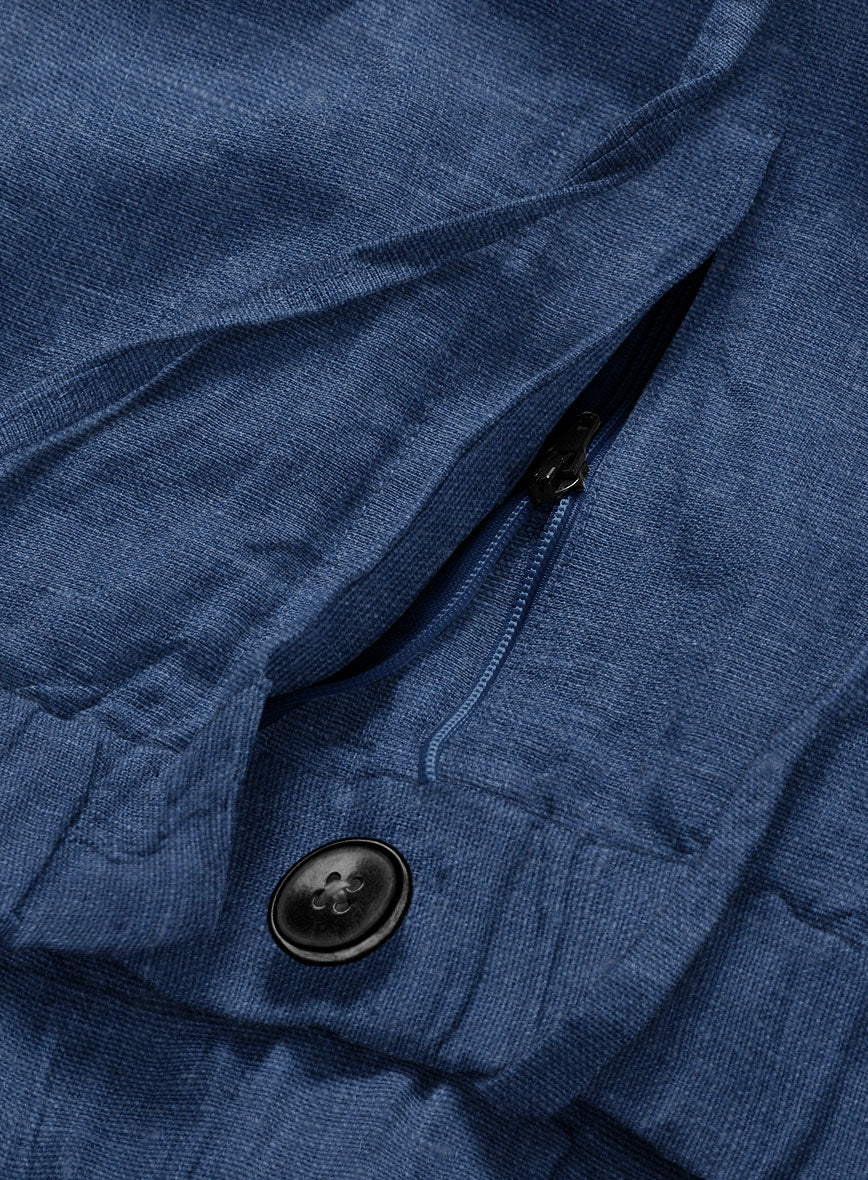 Easy Pants Azure Blue Linen - StudioSuits