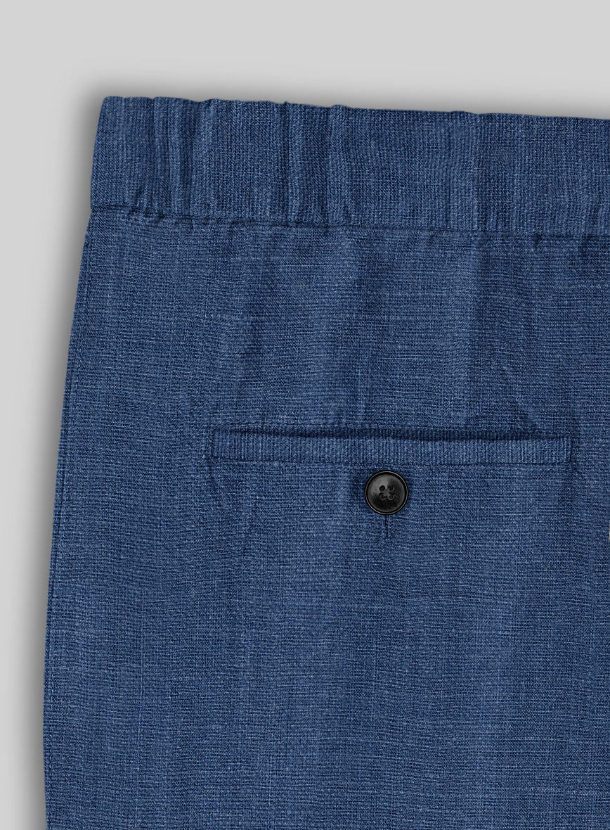 Easy Pants Azure Blue Linen - StudioSuits