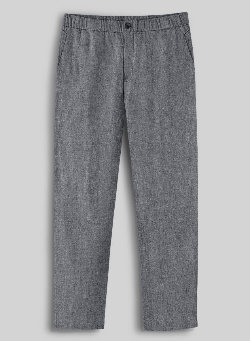 Easy Pants Italian Khyber Gray Blue Linen - StudioSuits