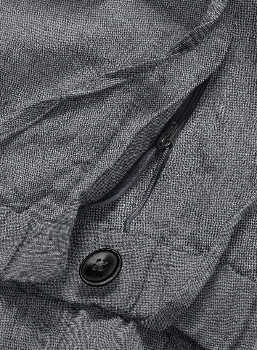 Easy Pants Italian Khyber Gray Blue Linen - StudioSuits