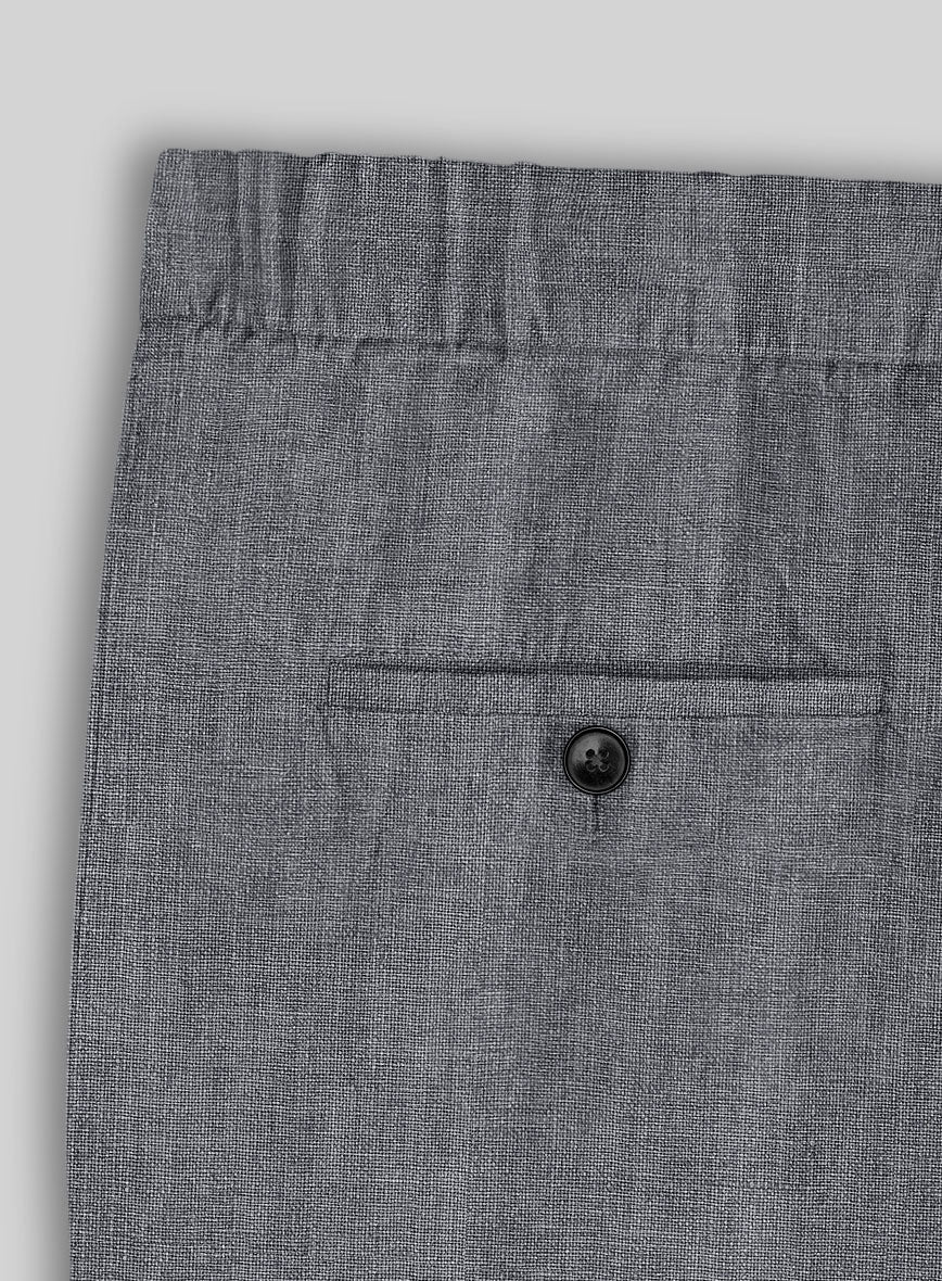 Easy Pants Italian Khyber Gray Blue Linen - StudioSuits