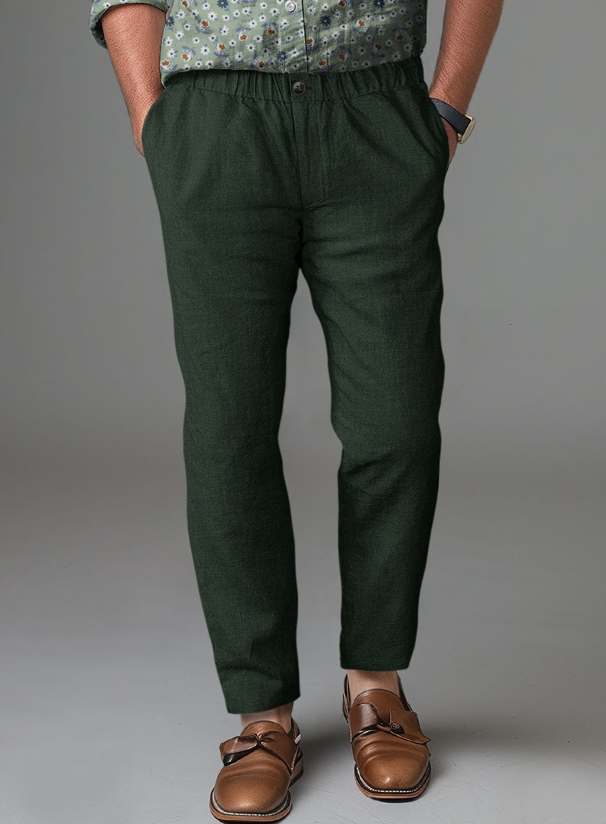 Easy Pants Martini Green Linen - StudioSuits