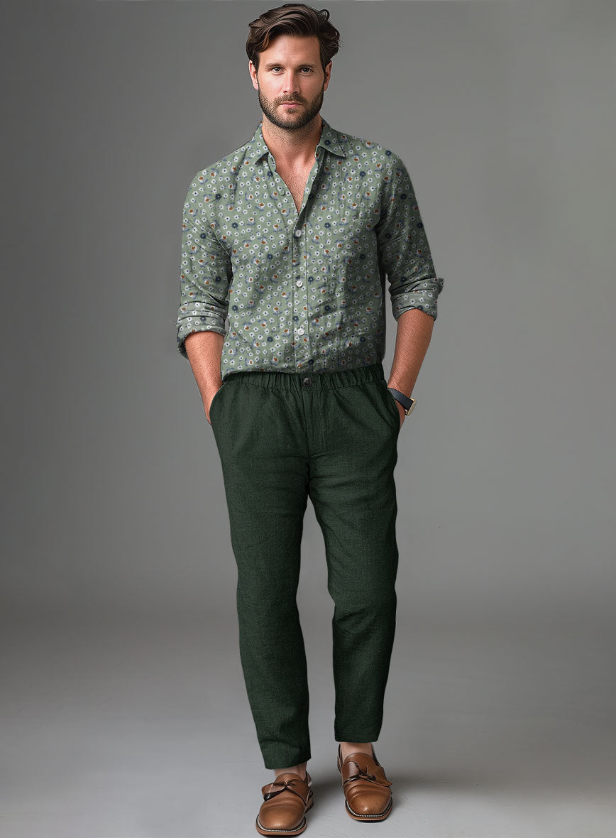 Easy Pants Martini Green Linen - StudioSuits