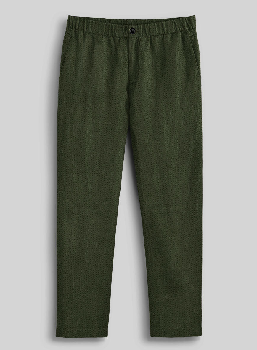 Easy Pants Olive Seersucker - StudioSuits