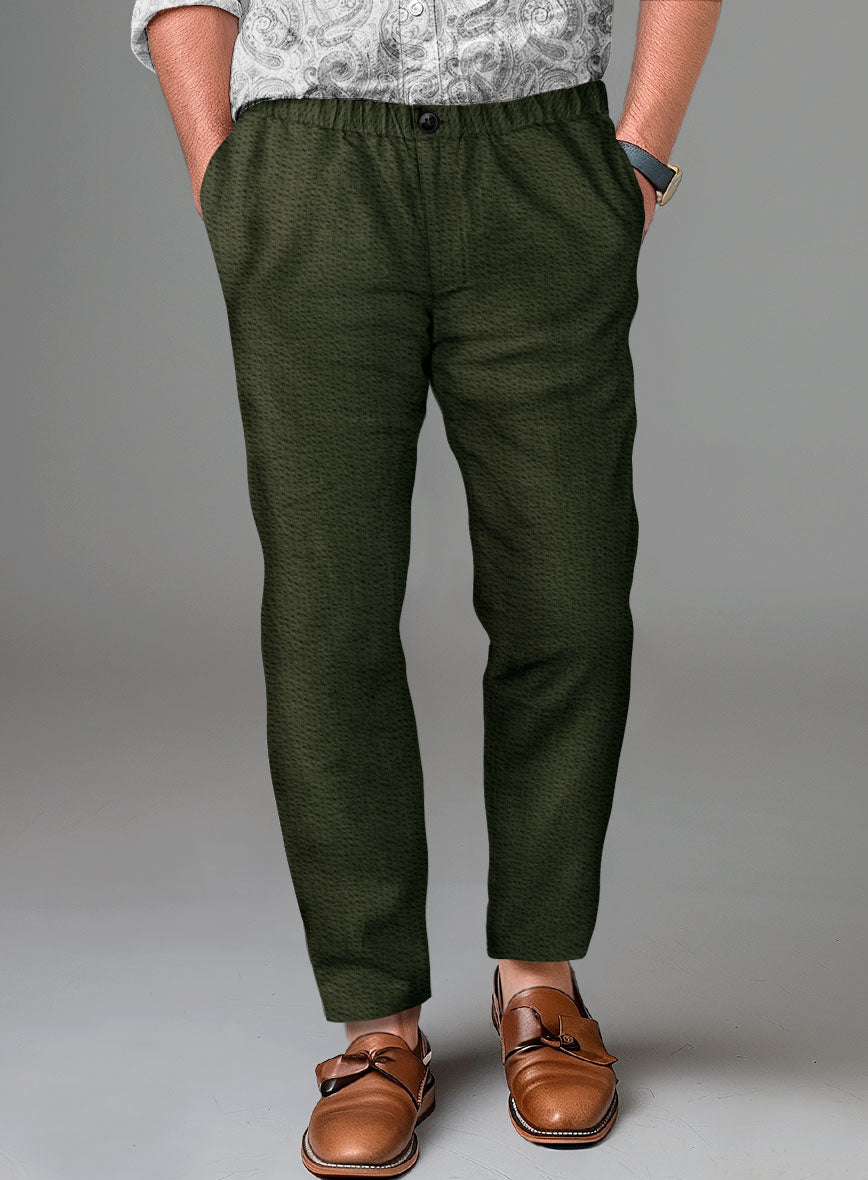 Easy Pants Olive Seersucker - StudioSuits