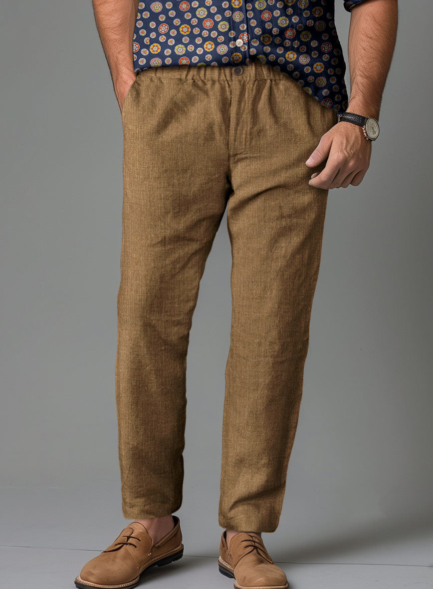 Easy Pants Sepia Brown Linen - StudioSuits
