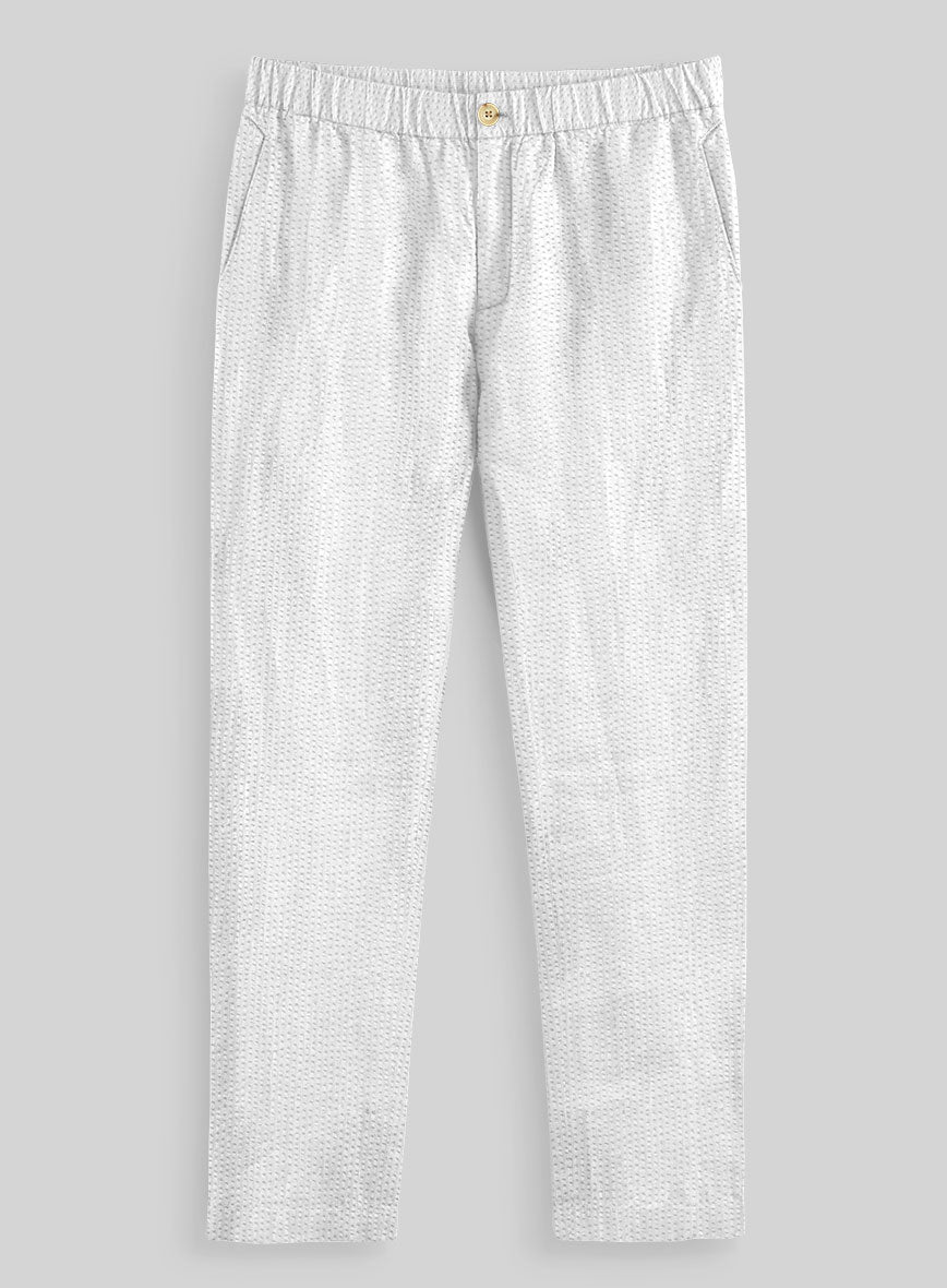 Easy Pants White Seersucker - StudioSuits