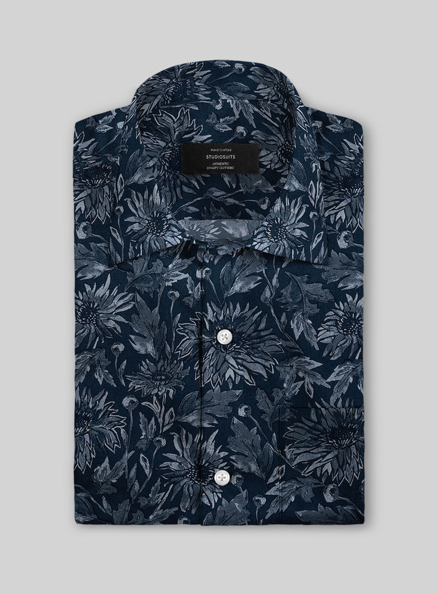 Ebon Floral Cotton Lycra Shirt - StudioSuits