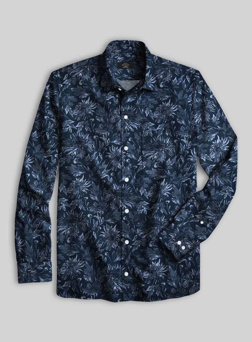 Ebon Floral Cotton Lycra Shirt - StudioSuits