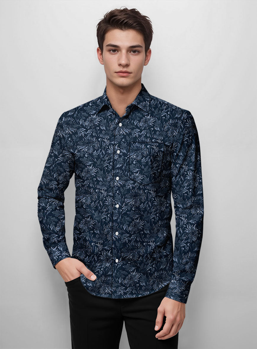 Ebon Floral Cotton Lycra Shirt - StudioSuits