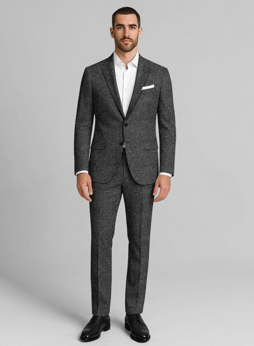 Ebony Twill Gray Tweed Suit - StudioSuits
