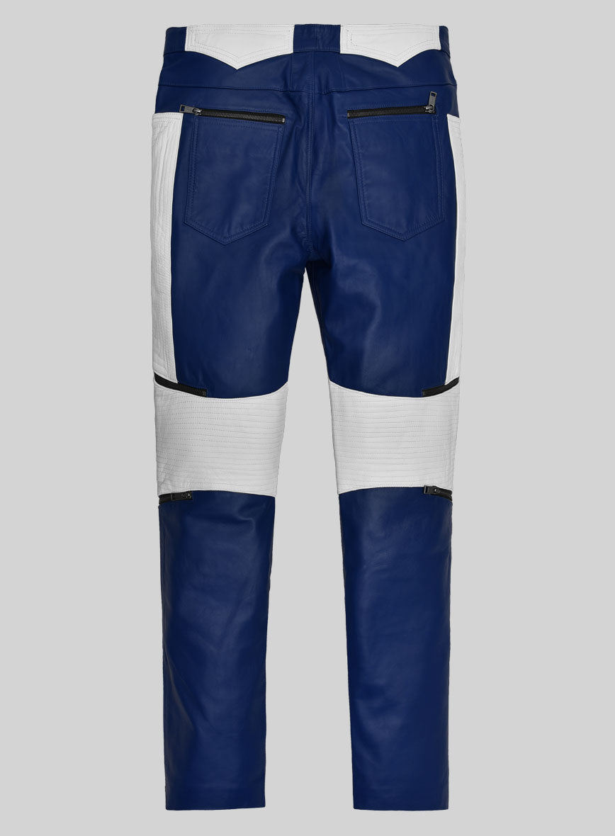 ElectraBlend Moto Rich Blue Leather Pants - StudioSuits