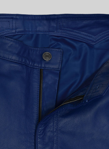 ElectraBlend Moto Rich Blue Leather Pants - StudioSuits