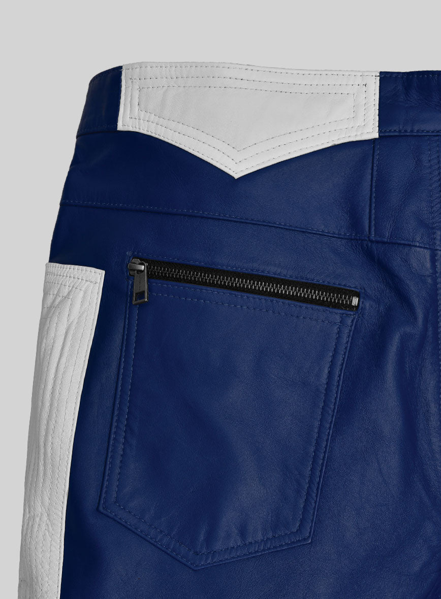 ElectraBlend Moto Rich Blue Leather Pants - StudioSuits