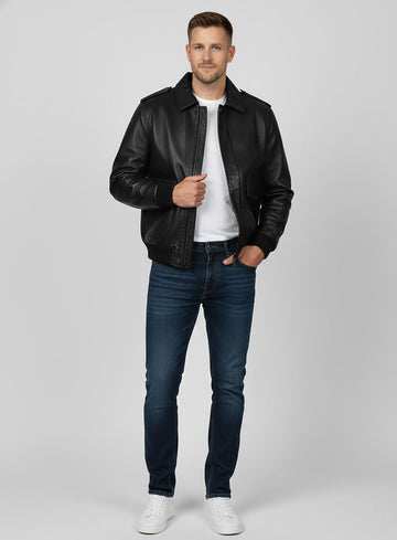 Elite Aviator Leather Jacket - StudioSuits