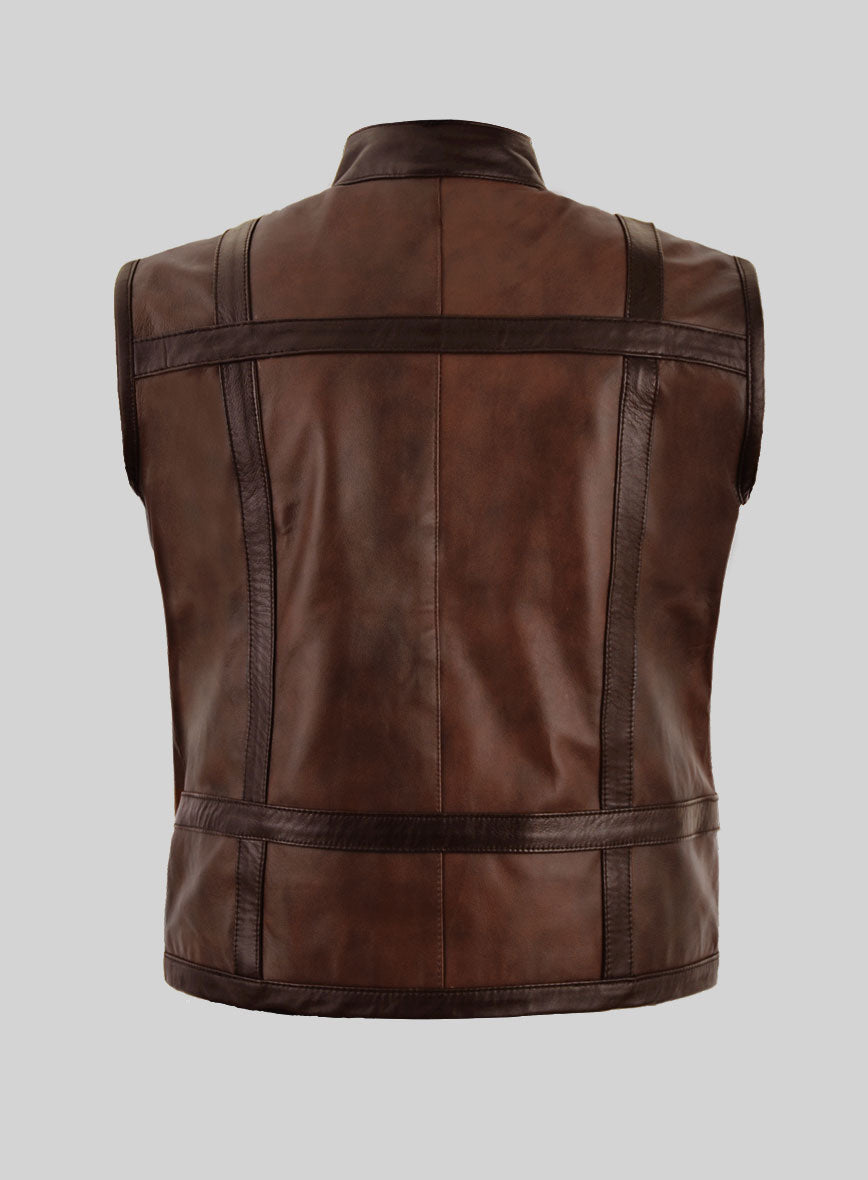 Elite Spanish Brown Moto Leather Vest – StudioSuits