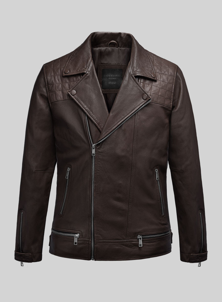 Emberstrike Brown Biker Leather Jacket - StudioSuits