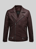 Emberstrike Burgundy Biker Leather Jacket - StudioSuits