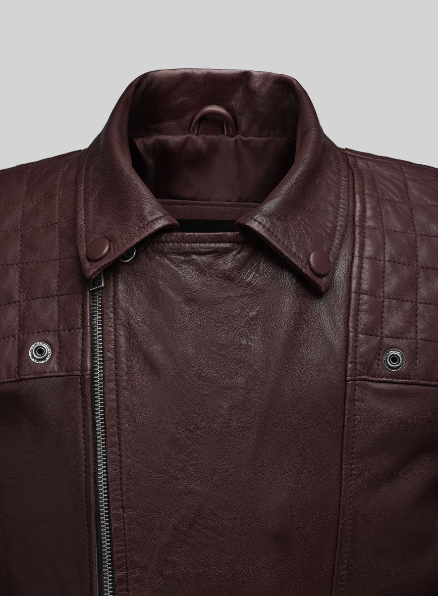 Emberstrike Burgundy Biker Leather Jacket - StudioSuits