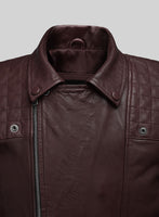 Emberstrike Burgundy Biker Leather Jacket - StudioSuits