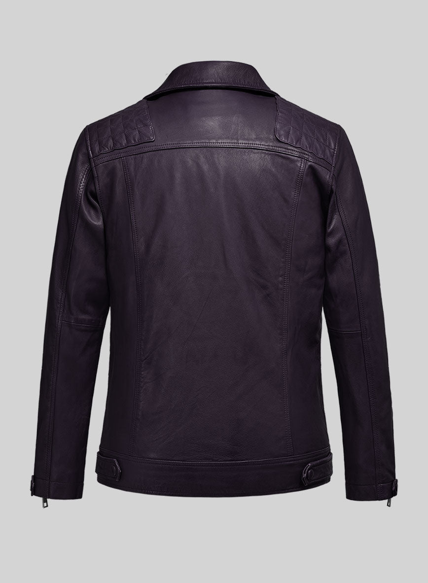 Emberstrike Purple Biker Leather Jacket - StudioSuits
