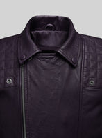 Emberstrike Purple Biker Leather Jacket - StudioSuits