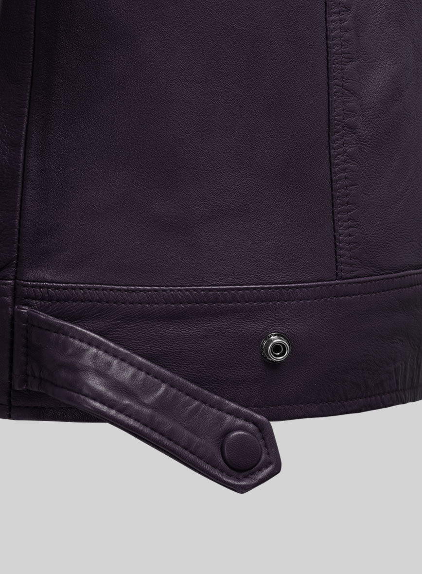 Emberstrike Purple Biker Leather Jacket - StudioSuits