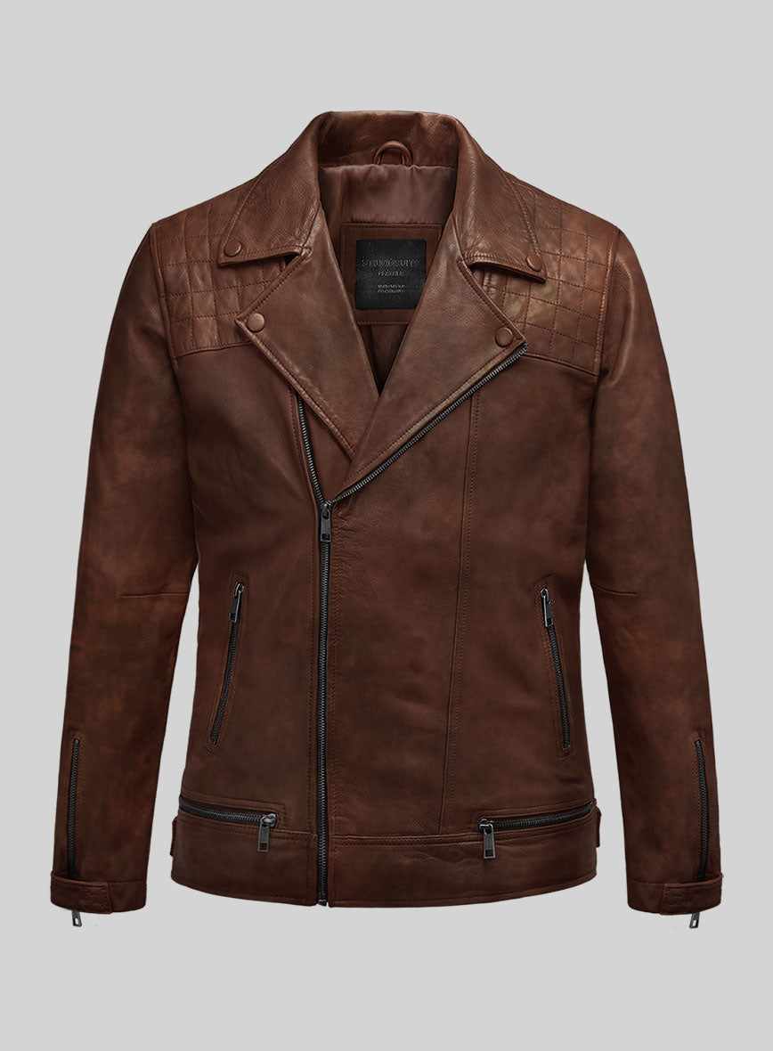 Emberstrike Spanish Brown Biker Leather Jacket - StudioSuits