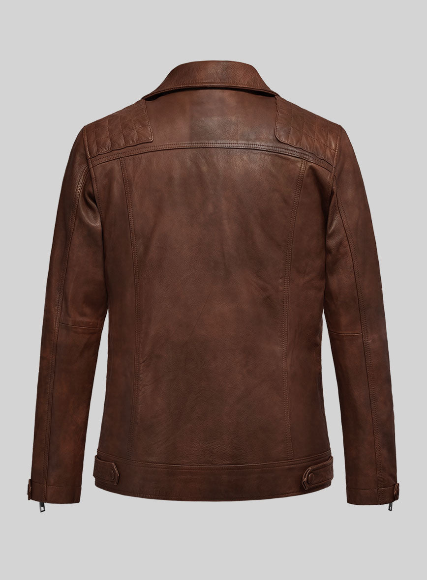 Emberstrike Spanish Brown Biker Leather Jacket - StudioSuits