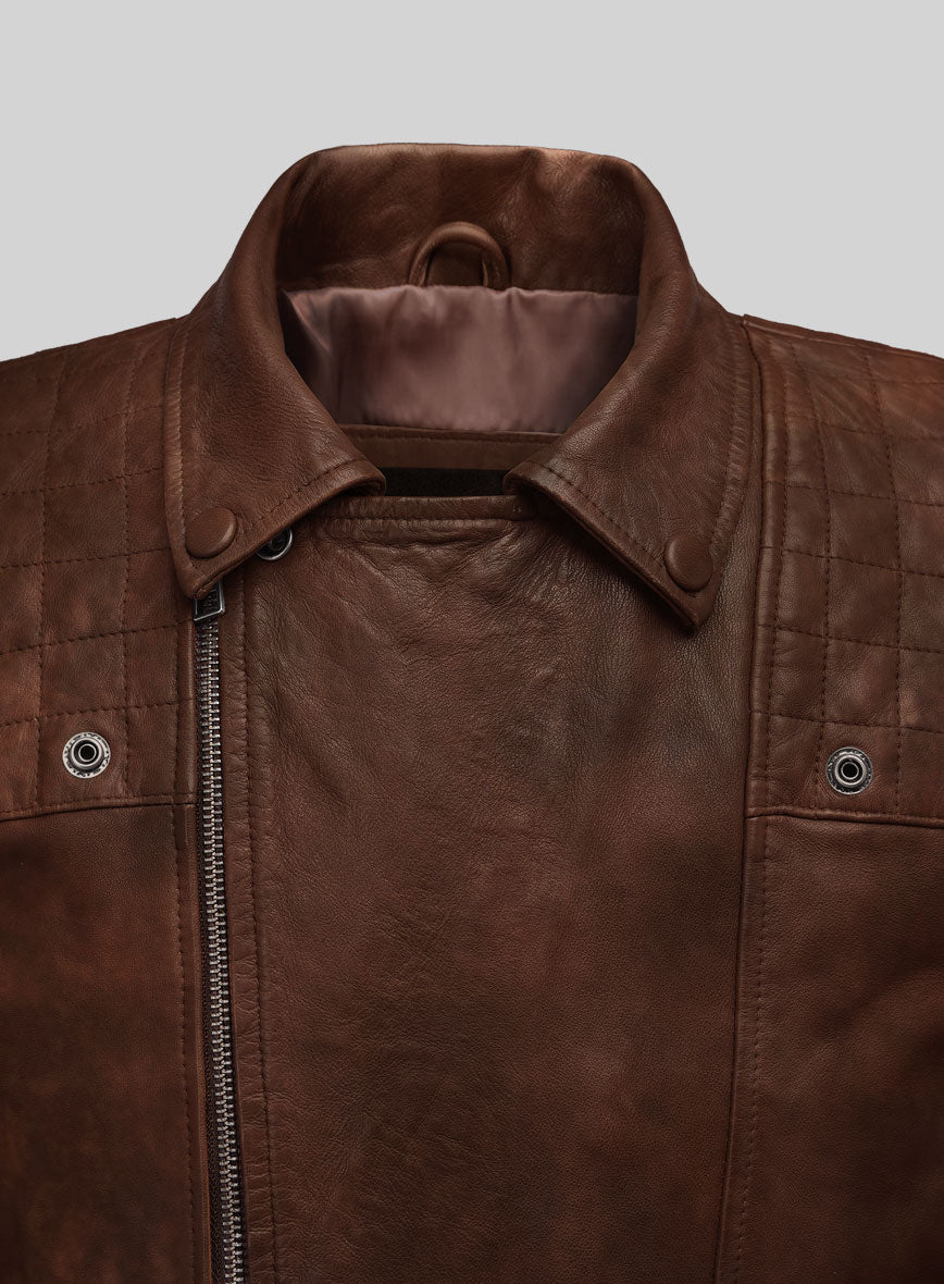 Emberstrike Spanish Brown Biker Leather Jacket - StudioSuits