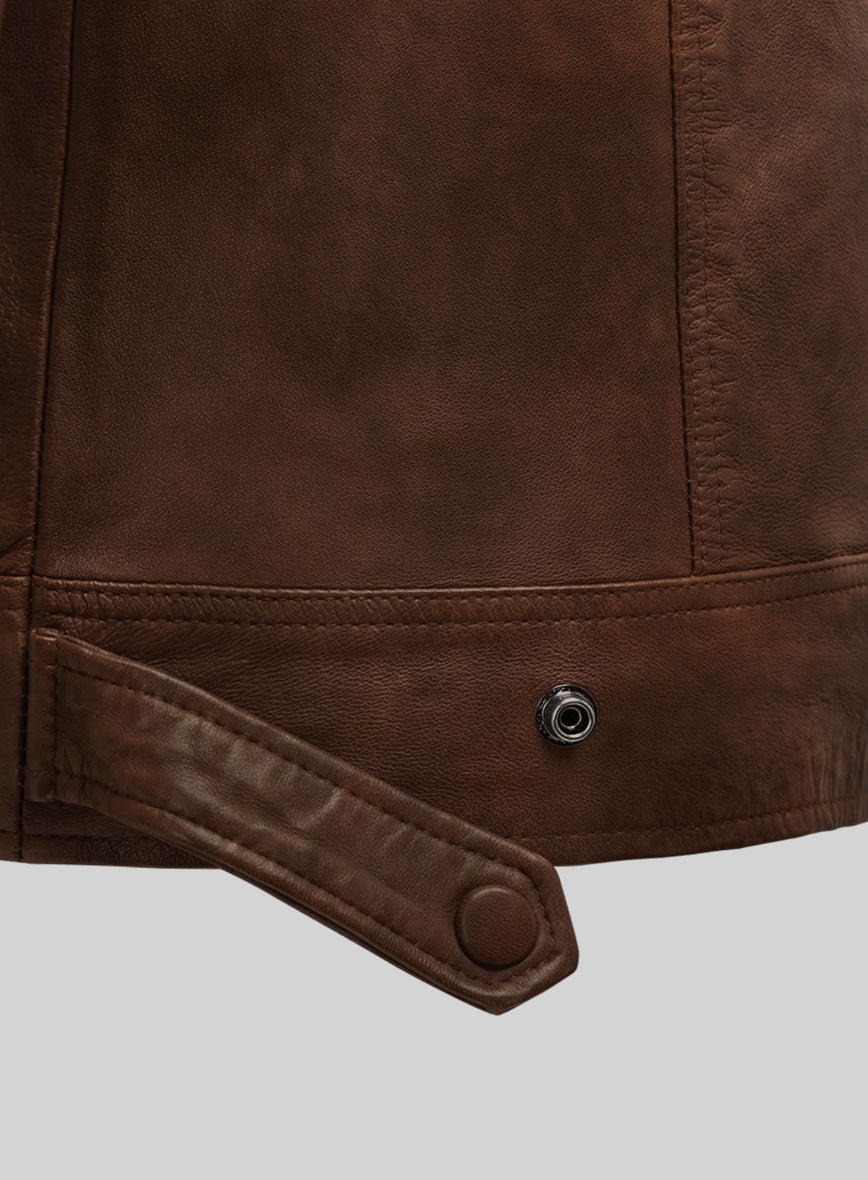 Emberstrike Spanish Brown Biker Leather Jacket - StudioSuits