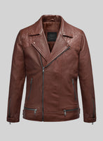 Emberstrike Tan Biker Leather Jacket - StudioSuits