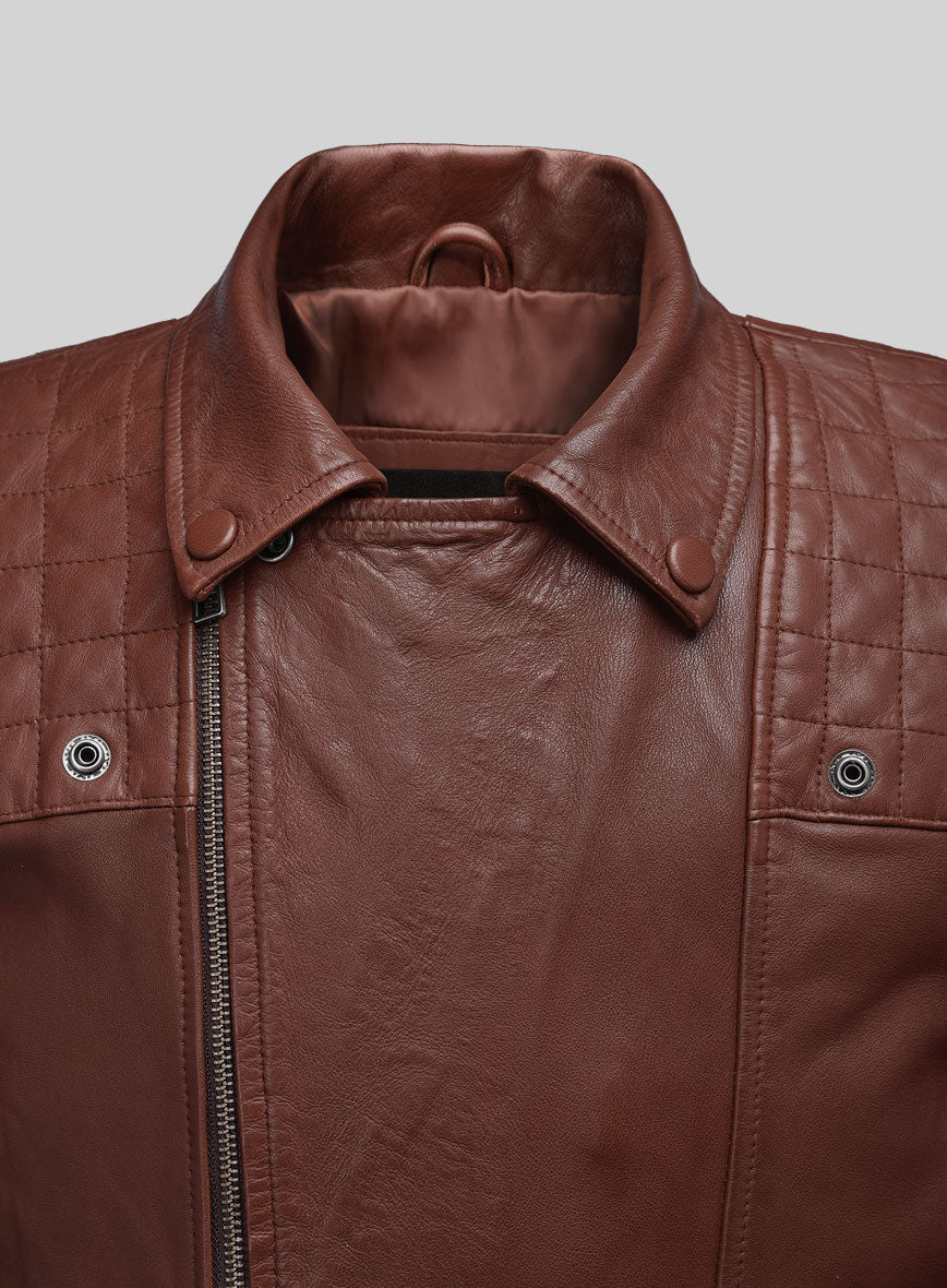 Emberstrike Tan Biker Leather Jacket - StudioSuits