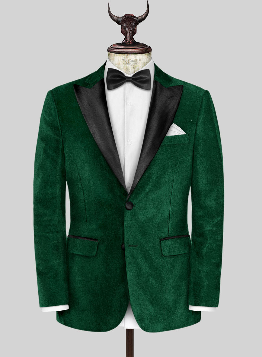 Emerald Green Velvet Tuxedo Jacket - StudioSuits