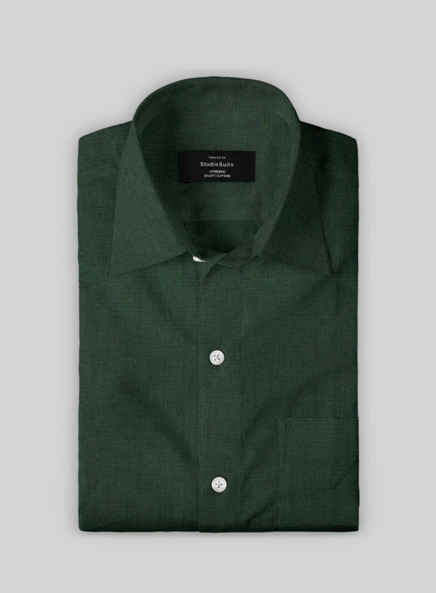 Emerald Noir Twill Cotton Shirt - StudioSuits